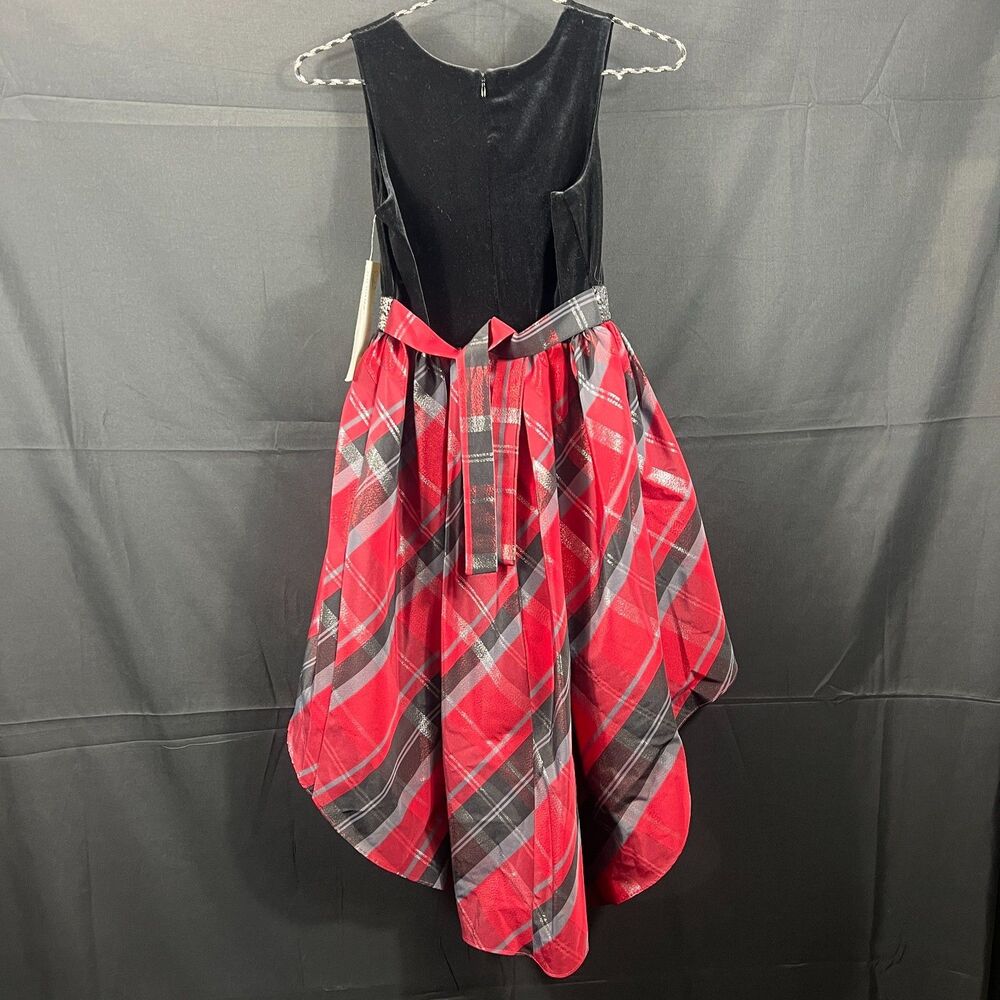 Girls size 12 Velvet Plaid Holiday Dress Red Black Party - Picture 2 of 7